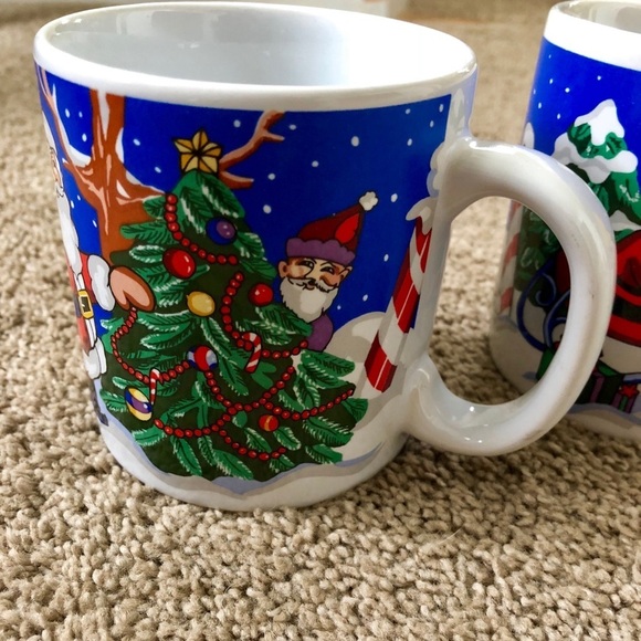 Sue Zipkin Blue Holiday Christmas Coffee Mug Set. - Picture 3 of 9